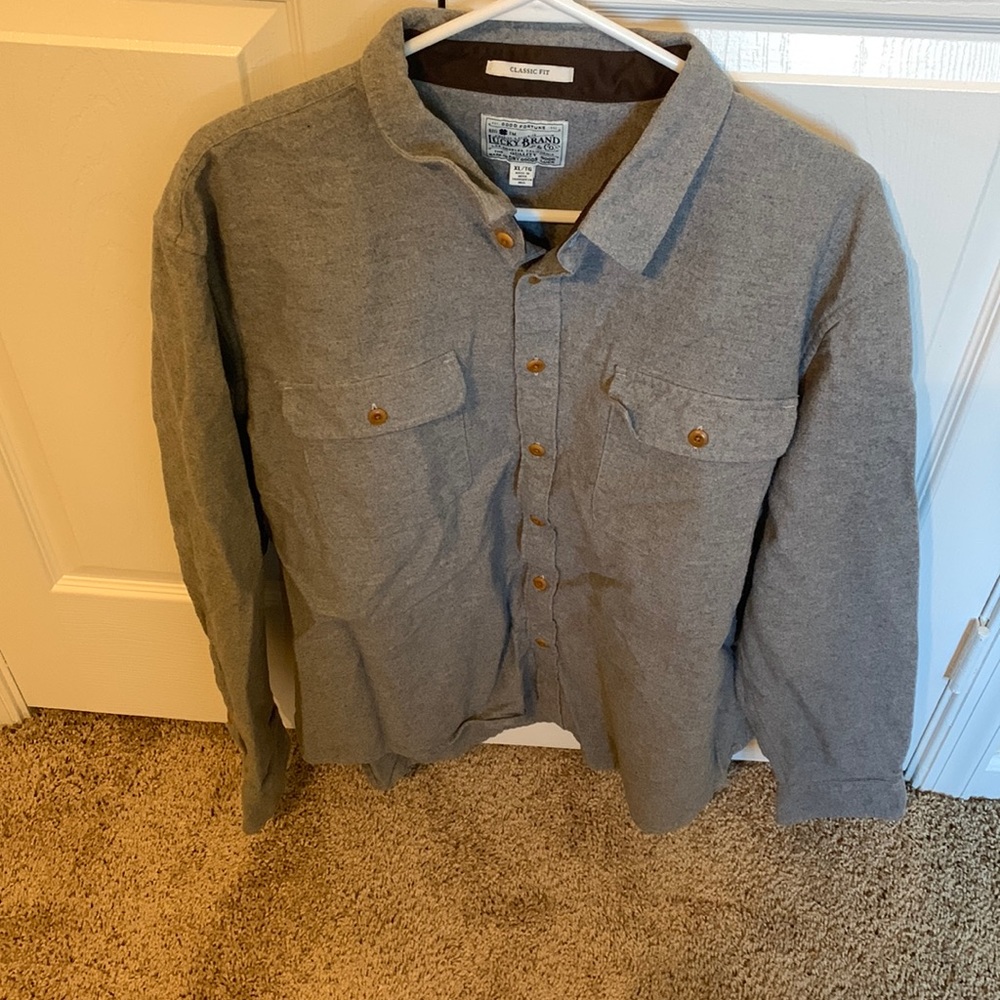 Mens Lucky Brand Gray button up
